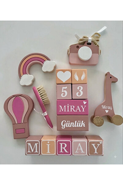 mogokids Tatlıpembe somon rengi OBJELİ TAM SET HARFLİ BEBEK ÇEKİM DEKOR (5Har...