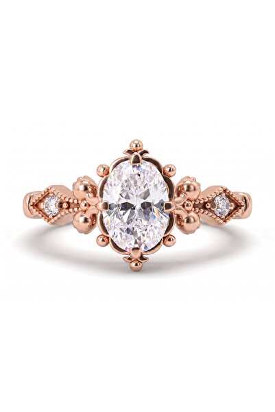 ED Fine Jewelry 925 Ayar Gümüş Oval Vintage Tektaş Yüzük – 1 Ct Görünümünde Z...