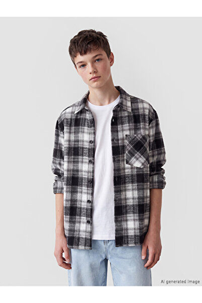 LC Waikiki I Long Sleeve Checkered Embroidered Gabardine Boys' Shirt from Fre...