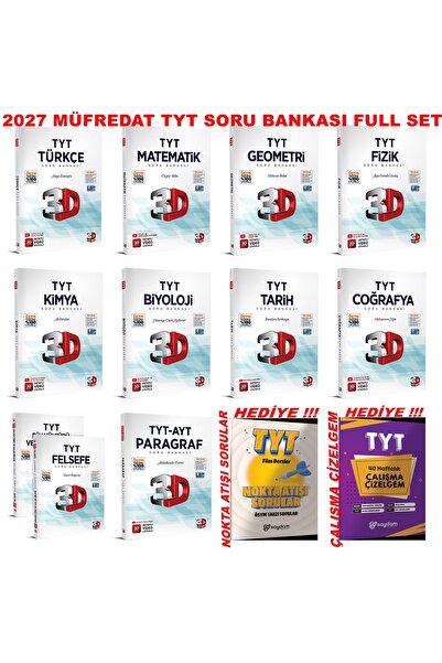 3D Yayınları TYT 2027 MÜFREDAT SORU BANKASI TÜM DERSLER FULL SET VİDEO ÇÖZÜMLÜ