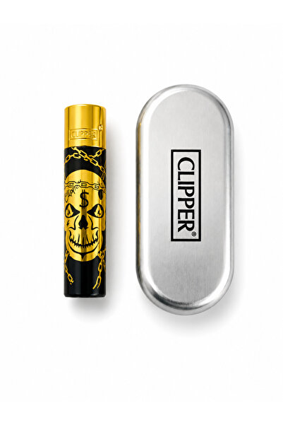 Clipper Desenli Metal Gaz Dolumlu Çakmak Özel Kutulu Premium Model