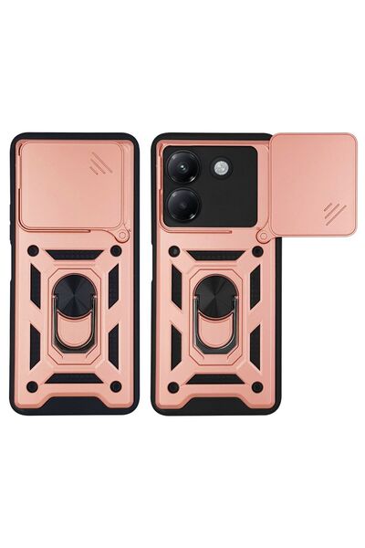 OEM Θήκη Ring Armor CamPro Sonique για Xiaomi Poco M7 Pro 5G Ροζ Χρυσό