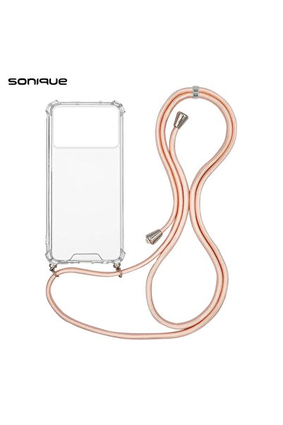 OEM Θήκη Σιλικόνης με Κορδόνι Sonique Armor Clear Xiaomi Poco X6 Pro 5G Ροζ Σ...