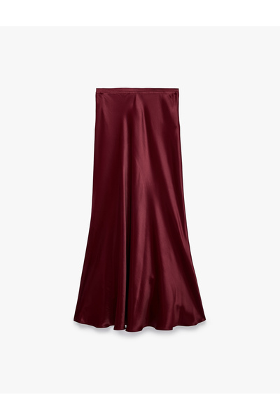 Koton Viscose Fish Cut Midi Satin Skirt