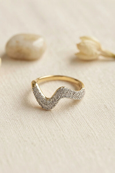 Generic Brand ®   Gold Color Zircon Stone Wave Model Women's Ring