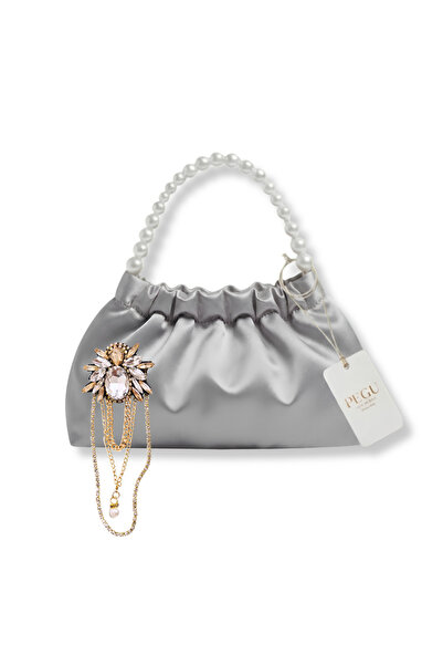 pegu baby collection Gray Satin Crystal Glass Stone Design, Handmade Pearl Ha...