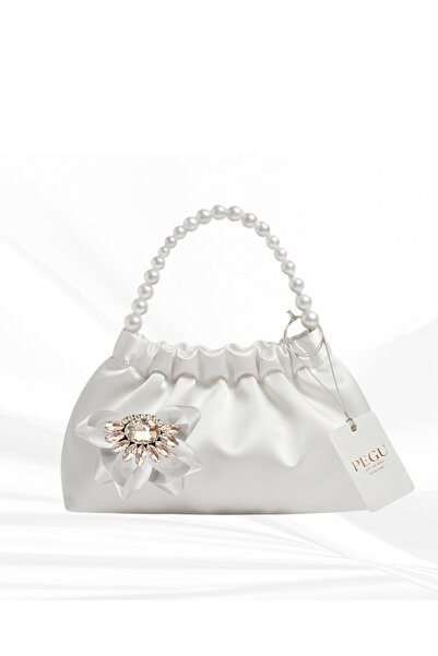 pegu baby collection White Satin Crystal Glass Stone Design, Handmade Pearl H...