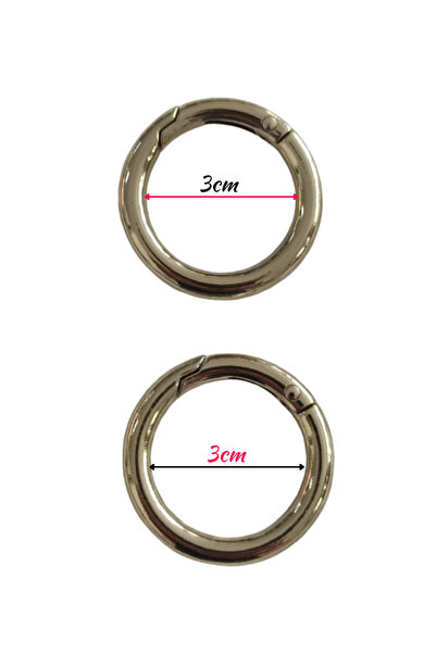 Aynalı Yaylı Metal Halka Çanta Aksesuarı (2 Adet -iç Çapı 3 Cm)