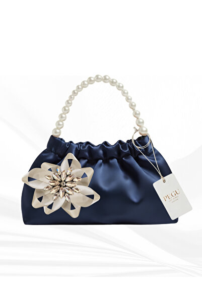 pegu baby collection Dark Blue Satin Crystal Glass Stone Design, Handmade Pea...