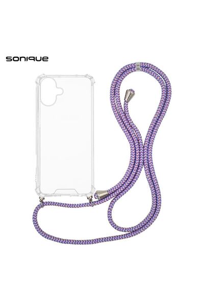 OEM Θήκη Σιλικόνης με Κορδόνι Sonique Armor Clear Apple iPhone 16 Plus Rainbo...