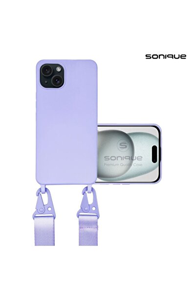 OEM Θήκη Σιλικόνης με Strap CarryHang Sonique Apple iPhone 15 Plus Λιλά