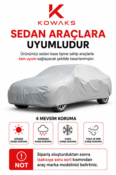 KOWAKS SEDAN Araçlar İle Uyumlu Premium Oto Araba Brandası Çadırı Örtüsü 4 Me...