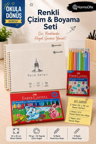 Faber Castell 25x35 cm 110 gr spiralna sveska za crtanje, 12 paketa pastelnih...