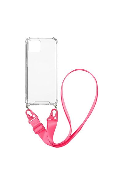 OEM Θήκη Σιλικόνης με Strap Sonique Armor Clear Apple iPhone 12 Pro Max Φούξια