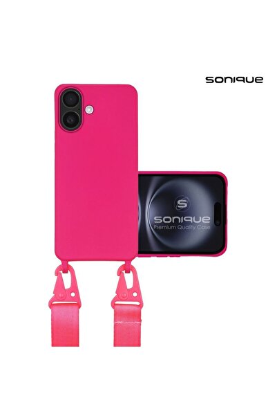 OEM Θήκη Σιλικόνης με Strap CarryHang Sonique Apple iPhone 16 Plus Φούξια