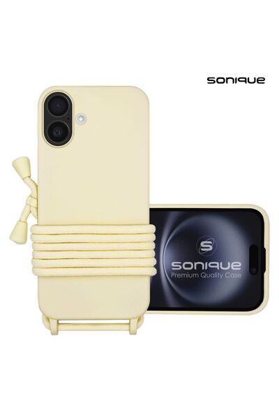 OEM Θήκη Σιλικόνης με Κορδόνι CarryHang Sonique Apple iPhone 16 Plus Μπεζ