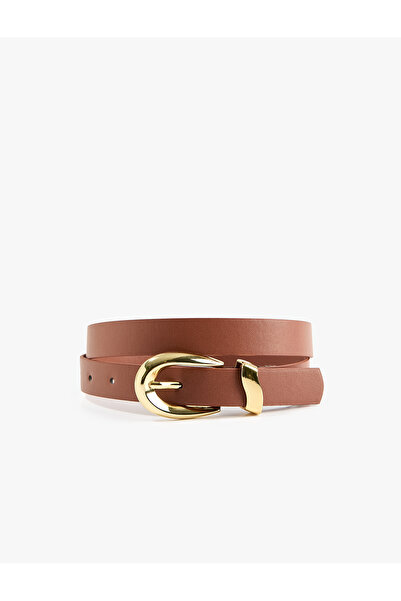 Koton Faux Leather Belt with Metal Buckle Detail