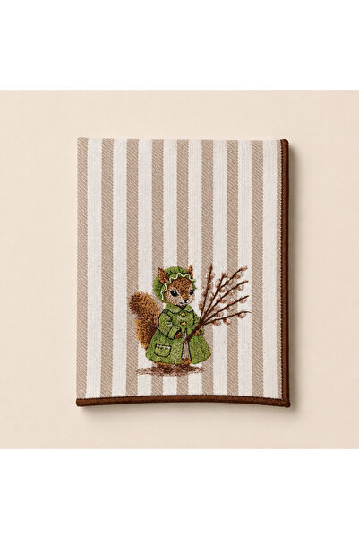 LİONYA DESİGN Vintage Squirrel Embroidered Decorative Hand Towel – 100% Cotto...