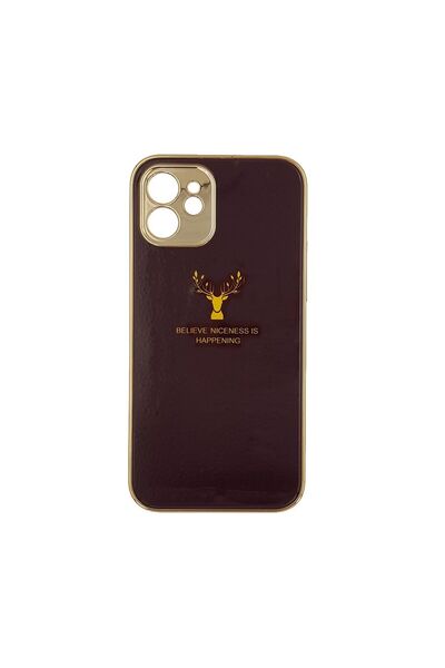 OEM GKK Electroplate Glass Case Apple iPhone 12 Reindeer Κόκκινο