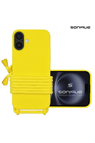 OEM Θήκη Σιλικόνης με Κορδόνι CarryHang Sonique Apple iPhone 16 Plus Κίτρινο