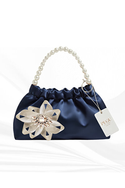 pegu baby collection Dark Blue Satin Crystal Glass Stone Design, Handmade Pea...