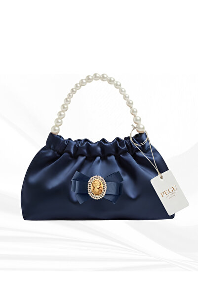 pegu baby collection Dark Blue Satin Crystal Glass Stone Design, Handmade Pea...