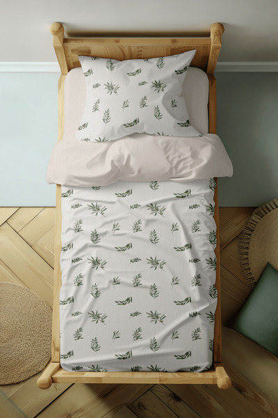 Luvis Store Olive Line - Olive Branch Patterned Single Hybrid Duvet Cover Set...
