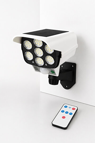 Dessa Set of 4 Outdoor LED Solar Lamp, Surveillance Camera Design, Wall Mount