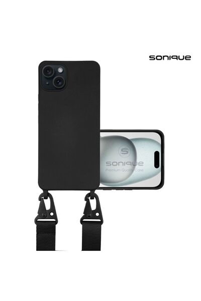 OEM Θήκη Σιλικόνης με Strap CarryHang Sonique Apple iPhone 15 Plus Μαύρο