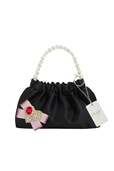 pegu baby collection Black Satin Crystal Glass Stone Design, Handmade Pearl H...