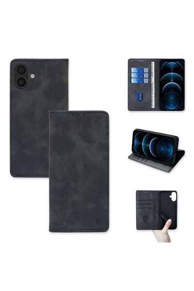 OEM Θήκη Πορτοφόλι Vintage Magnet Wallet Sonique Apple iPhone 16 Plus Μαύρο