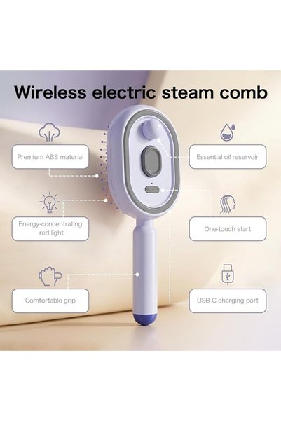 GENERAL Electric Steam Hair Brush, Portable Cordless Hair Straightening Brush with One-Click Self-Cleaning Design,