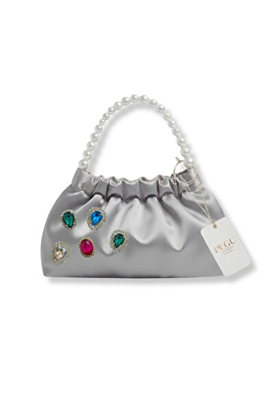 pegu baby collection Gray Satin Crystal Glass Stone Design, Handmade Pearl Ha...