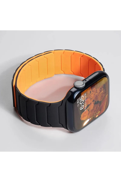 Choice6 S10 42-38 40 41mm black orange Magnetic Silicone Strap for Watch Band...