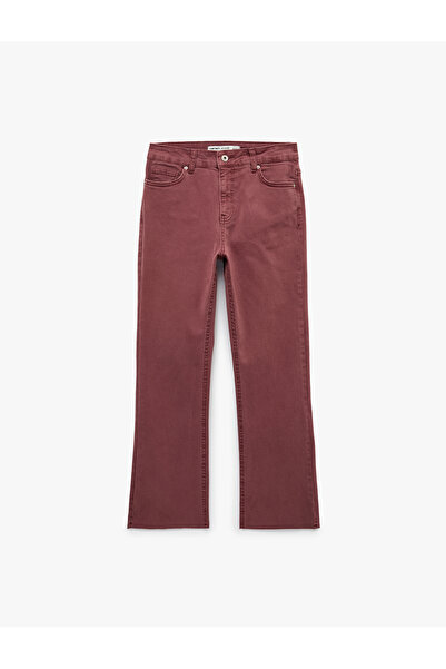 Koton Cotton Slim Fit Buttoned Pocket Flared Crop Jean Trousers - Kick Flare ...