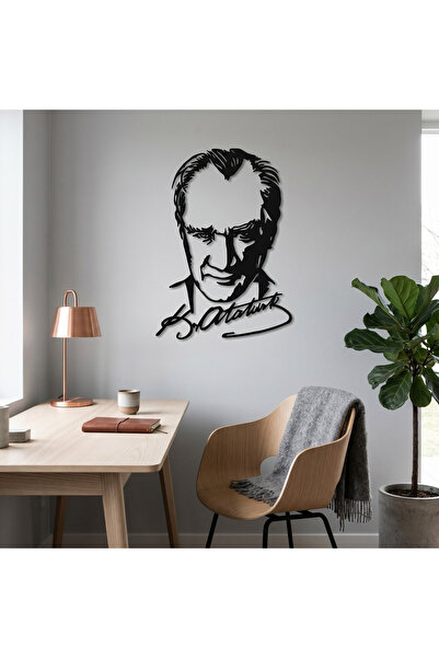 ALPHA METAL DESIGN Atatürk Portre İmzalı Dekoratif Metal Duvar Tablosu