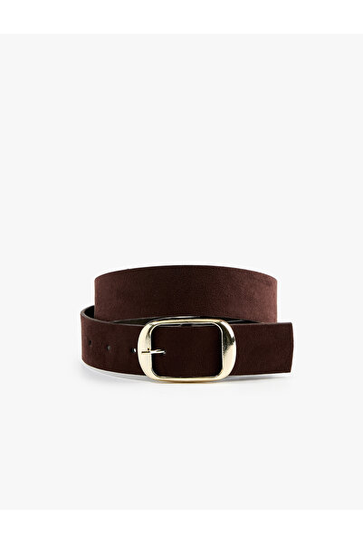 Koton Faux Suede Belt with Metal Buckle
