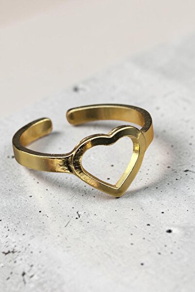 NBS Beautiful Naturel Stones Gold Color Women's Heart Adjustable Ring