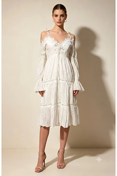 Myfashionizer Rochie de vară din bumbac cu broderie din dantelă