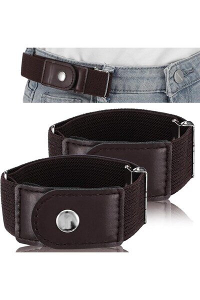 FIVIONT 2-Pack Adjustable Elastic Buckle-Free Side Belt – Invisible Waist Red...