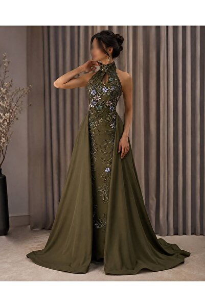 ELORA FASHION فستان أوليفيا الزيتي.