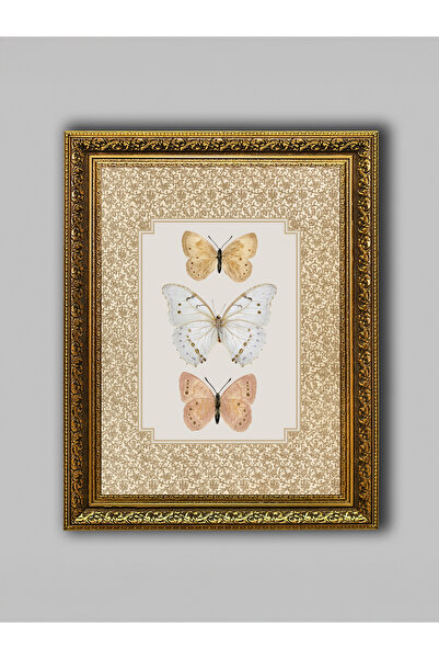 WoodyArts Colorful Butterflies Gold Antique Framed Decorative Living Room Wal...