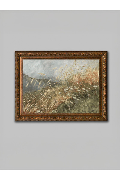 WoodyArts Buğday Taneleri Kahverengi Eskitme Çerçeveli Dekoratif Salon Duvar ...