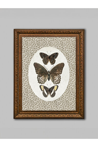 WoodyArts Brown Butterflies Brown Antique Framed Decorative Living Room Wall ...