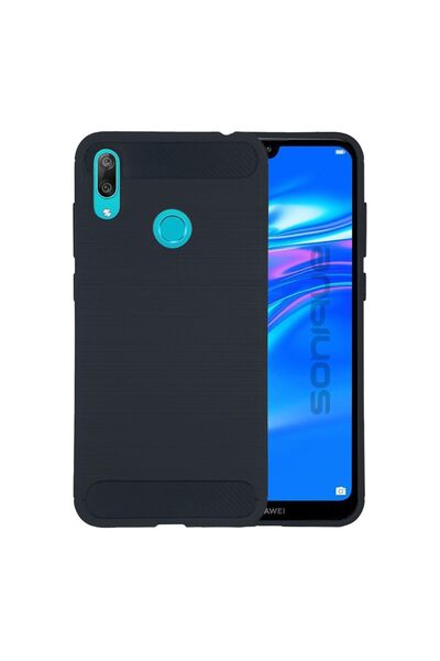 OEM Θήκη Σιλικόνης Sonique Carbon Brushed Huawei Y7 2019 Μπλέ
