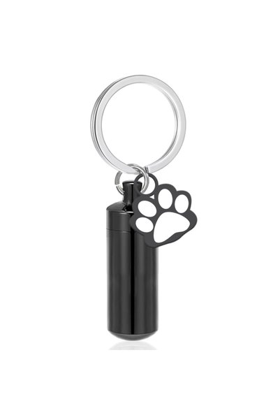 Choice Black Pet Urns Keychain Paw Print Cylinder Urn Pendant Keychain for Do...