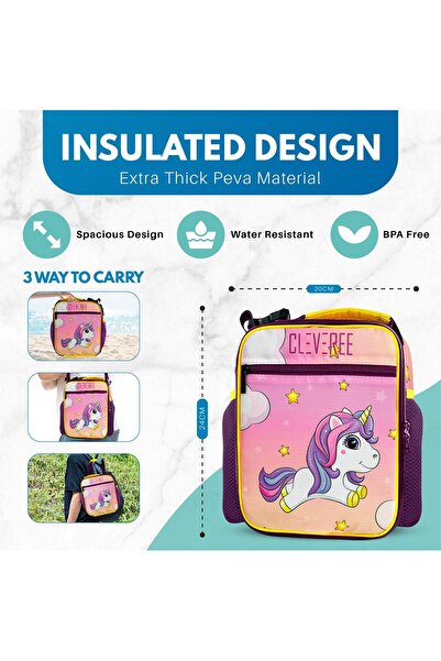 CLEVEREE Kids Lunch Bag - Pinky Unicorn