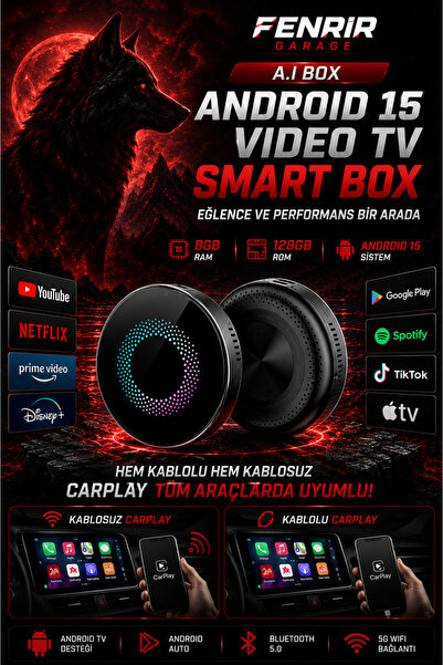 Fenrir Garage Android 15 AI Box 8GB RAM 128GB – Qualcomm SM6350 – Kablosuz Ca...