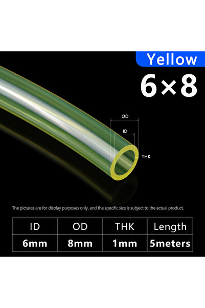Choice5 6x8mm Yellow 5Meters Yellow/Clear TPU Fuel Gas Hose ID 2/2.5/3/4/5/6/...