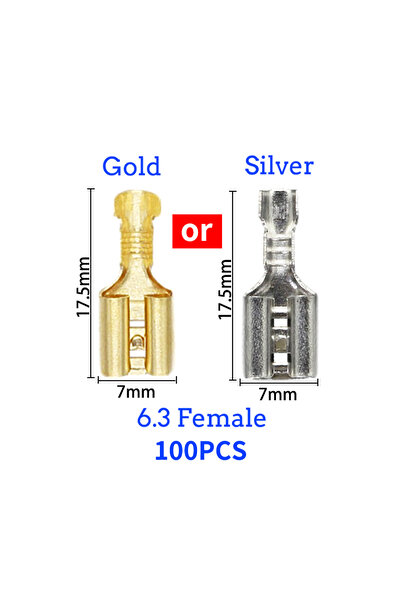 Choice7 Gold 6.3 Female(100PCS) 100/200Pcs2.8/4.8/6.3mm Female and male Crimp...